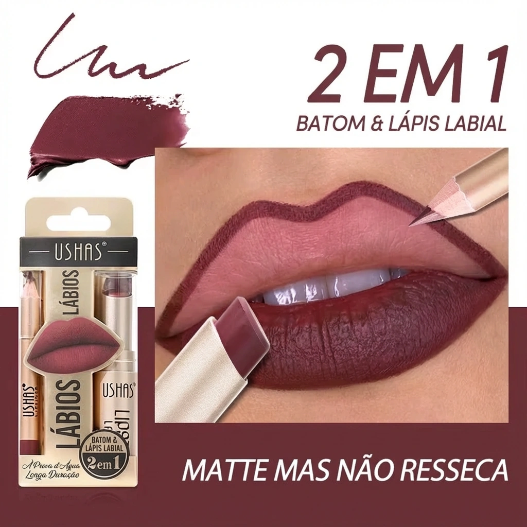 Conjunto de batom fosco, duradouro, impermeável, delineador labial, fácil coloração com12 cores - Imagem 7