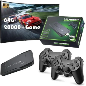 Console Retro Gamer Sem Fio 2.4G – 4K, 20.000 Jogos, 64GB