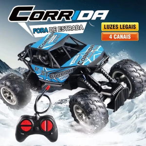 Carro de controle remoto off-road de 4 rodas com luzes, pneus de borracha antiderrapantes