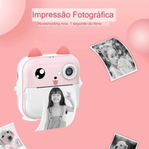 Câmera de impressão instantânea para crianças com mini impressora térmica
